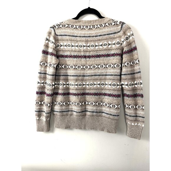 Old Navy Y2K Fair Isle Striped Pullover V-Neck Sweater Medium Cozy Cabincore '09 - Picture 2 of 7